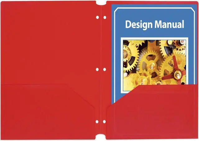 Alt view image 10 of 20 - C-Line Two-Pocket Heavyweight Poly Portfolio Folder w/3-Hole Punch Letter Red 25
