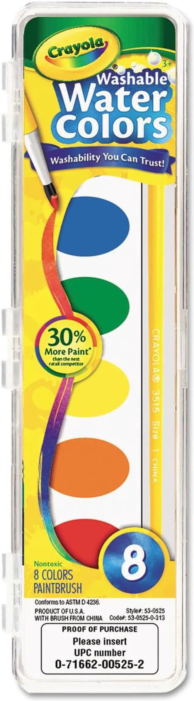 Alt view image 20 of 20 - Crayola Washable Watercolor Paint, 8 Assorted Colors, Palette Tray 530525