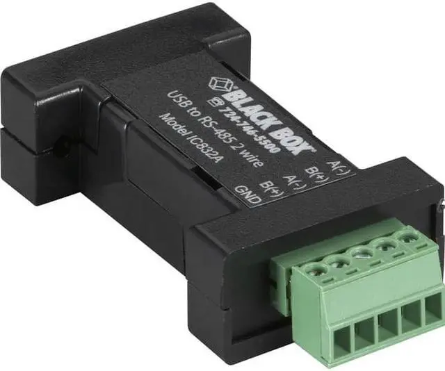 Alt view image 7 of 10 - Black Box DB9 Mini Converter (USB to Serial) USB/RS-485 (2-wire Terminal Block)