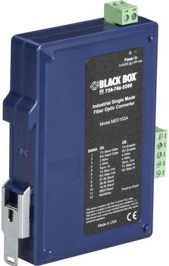 Alt view image 2 of 5 - BLACK BOX MED102A INDUSTRIAL DIN RAIL RS-232/RS-422/RS-485