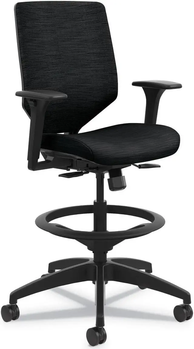 Alt view image 7 of 7 - HON SVSU1ACLCO10 Solve Series Upholstered Back Task Stool, Ink
