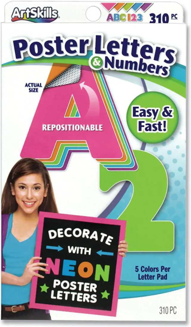 Alt view image 2 of 9 - ArtSkills Text Letters and Numbers Assorted Neon Colors 636550