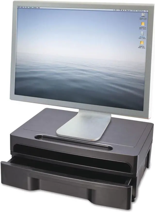 Alt view image 11 of 20 - Officemate Monitor Stand with Drawer 13 1/8 x 9 7/8 x 5 Black 22502