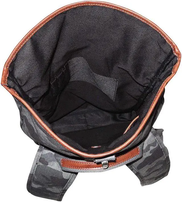 Alt view image 3 of 7 - Buxton Men's Expedition II Huntington Gear Fold-Over Canvas Backpack Gray Camo