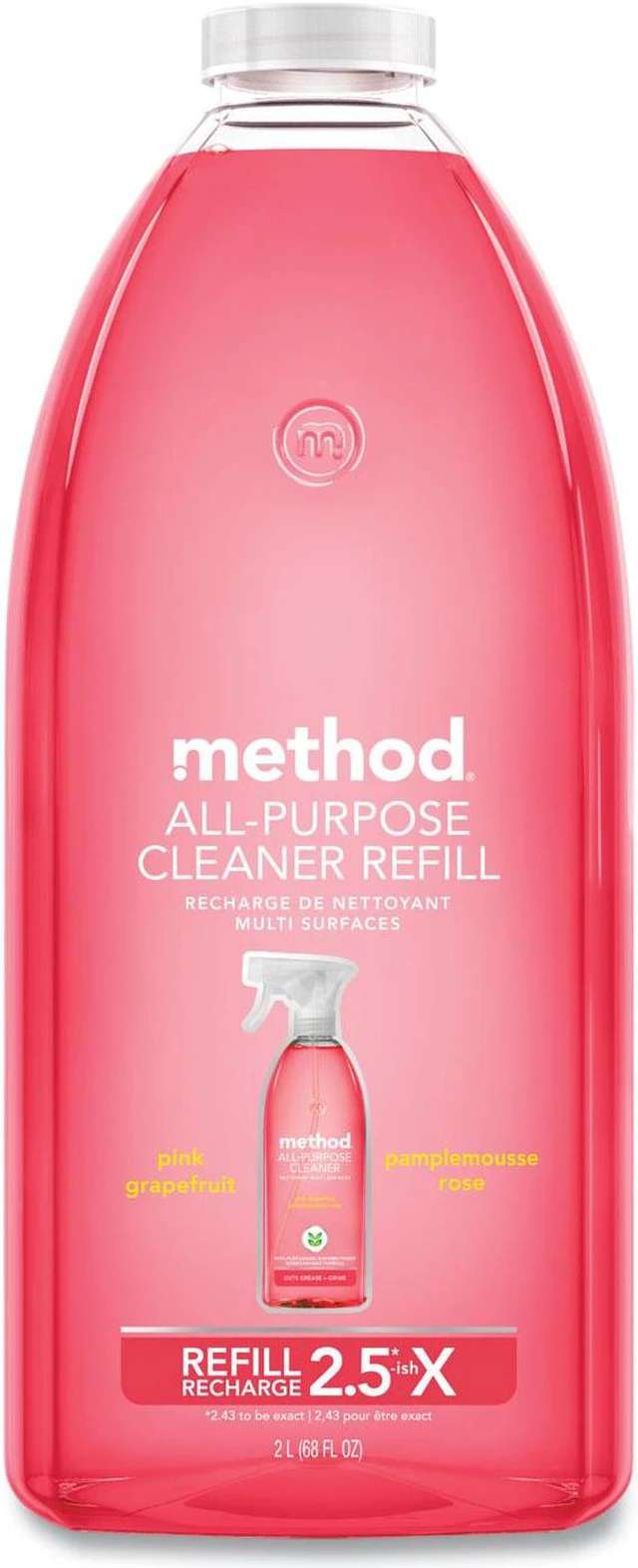 Alt view image 2 of 5 - Method MTH01468 All Surface Cleaner, Grapefruit Scent, 68 oz. Plastic Bottle, 6 / Carton