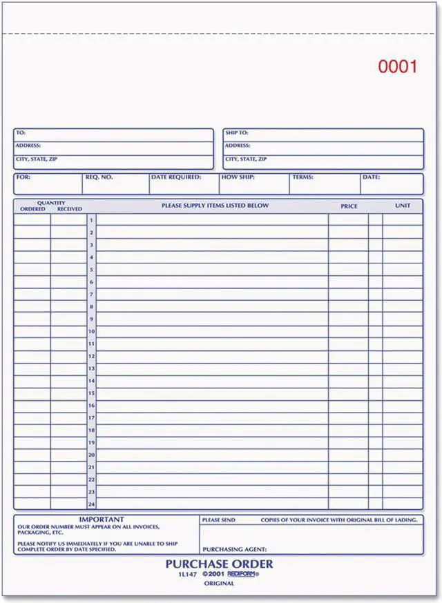 Alt view image 2 of 13 - Purchase Order Book, 8 1/2 X 11, Letter, Three-Part Carbonless, 50 Sets/book
