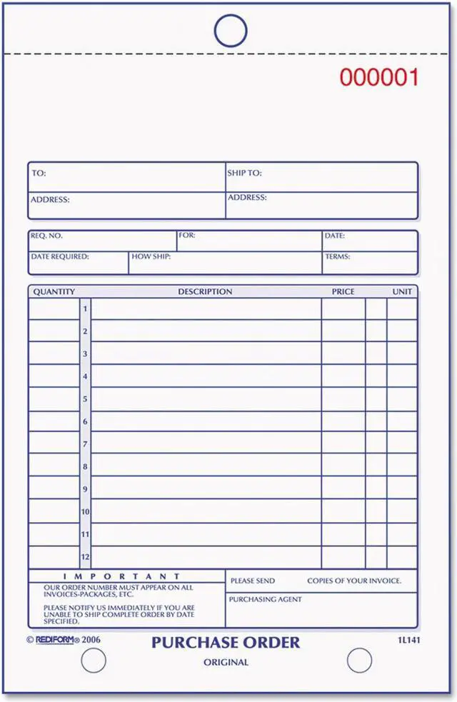 Alt view image 11 of 13 - Rediform Purchase Order Book Bottom Punch 5 1/2 x 7 7/8 3-Part Carbonless 50