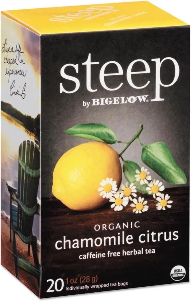 Alt view image 3 of 11 - Bigelow Steep Tea, Chamomile Citrus Herbal, 1 Oz Tea Bag, 20/Box 17707