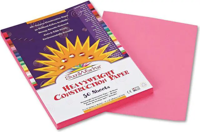 Alt view image 4 of 4 - Pacon 7003 SunWorks Construction Paper Heavyweight 9 x 12 Pink 50 Sheets
