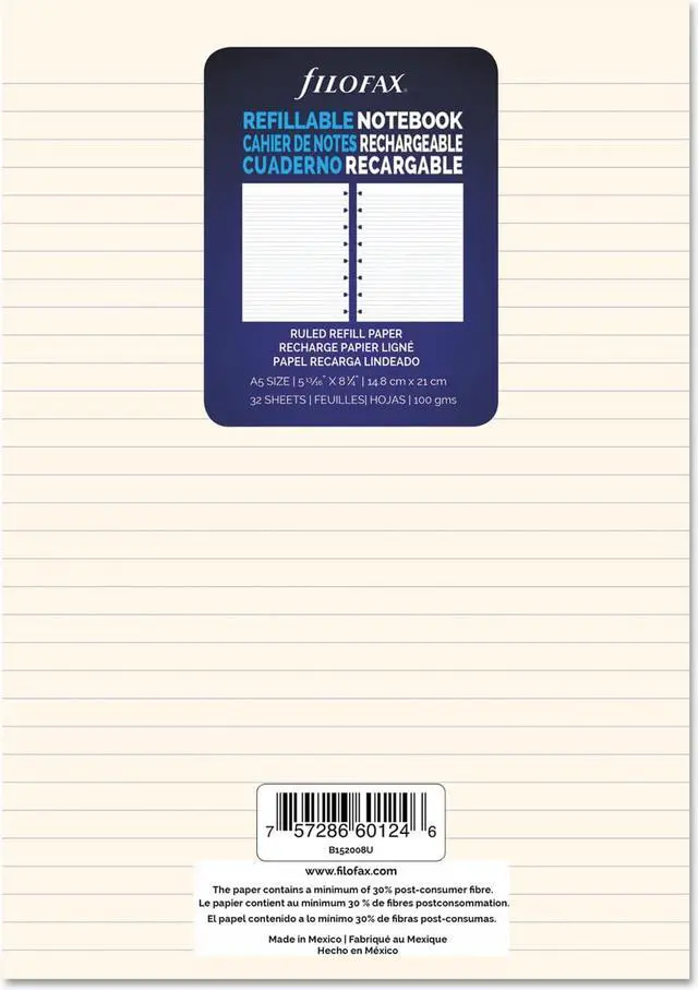 Alt view image 7 of 11 - Pack of 32 Filofax A5 (5.8" x 8.3") Notebook Refills, Ruled