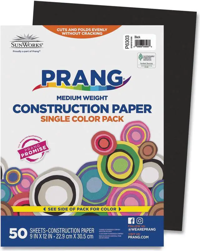 Alt view image 6 of 6 - Pacon 6303 SunWorks Construction Paper Heavyweight 9 x 12 Black 50 Sheets
