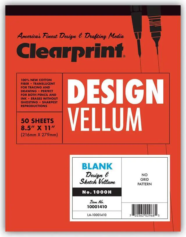 Alt view image 7 of 8 - Clearprint Design Vellum Paper 16lb White 8-1/2 x 11 50 Sheets/Pad 10001410
