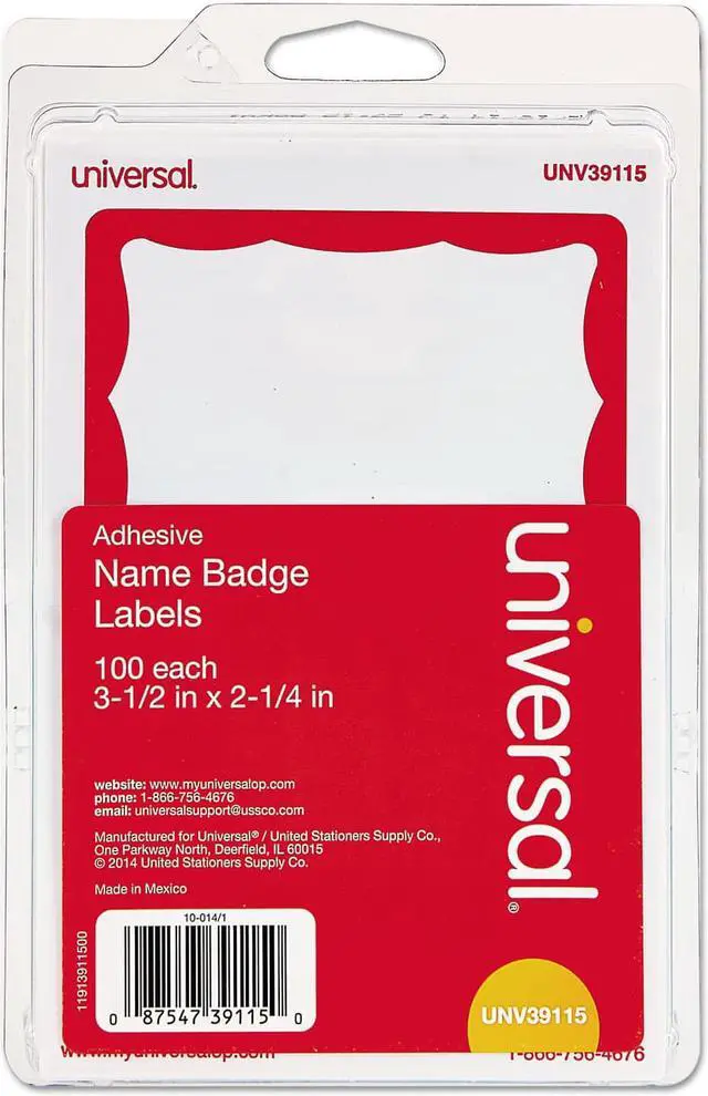 Alt view image 2 of 3 - General Supply 92264 Border-Style Self-Adhesive Name Badges, 3 1/2 X 2 1/4, White/Red, 100/Pack