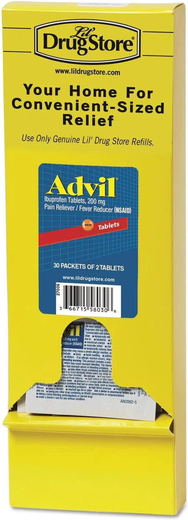 Alt view image 3 of 3 - Advil Ibuprofen Tablets 200mg Refill Pack Two Tablets/Packet 30 Packets/Box 58030