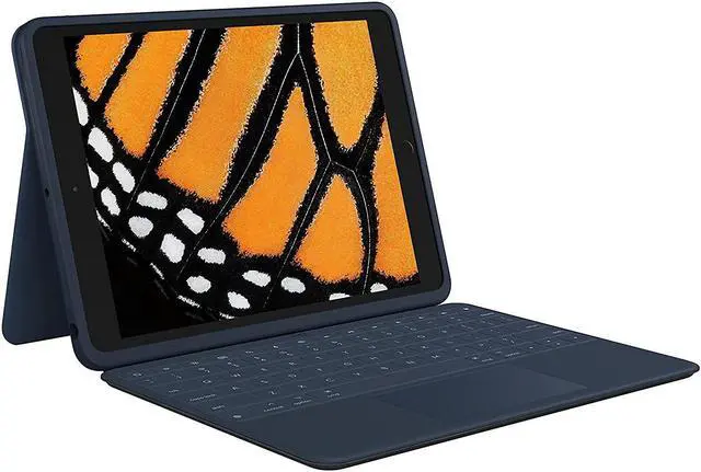Alt view image 2 of 20 - Logitech Rugged Combo 3 Rugged Keyboard/Cover Case Apple iPad (7th Generation), iPad (8th Generation) Tablet - Blue
