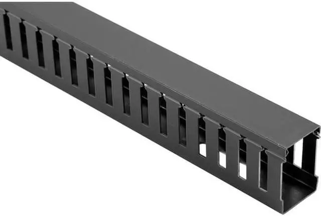 Main image of Black Box Slotted Wiring Duct Cable Raceway with Cover 1.5"W 72"L Black RMT312A