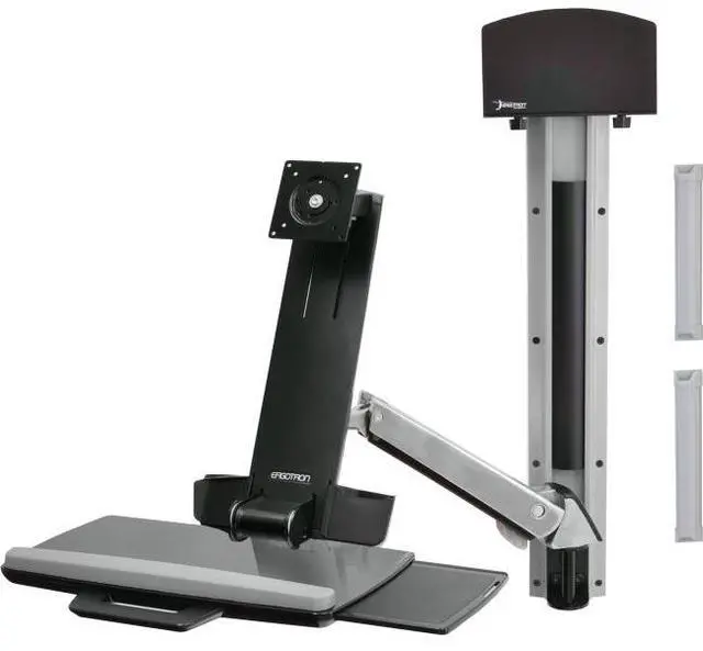 Alt view image 7 of 9 - ERGOTRON 45-273-026 StyleView Sit-Stand Combo System with Small CPU Holder (Polished Aluminum)