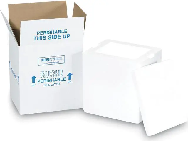 Main image of Insulated Shipping Container 1.5" Foam Insert 9" x 11" x 15" White/Blue 212C