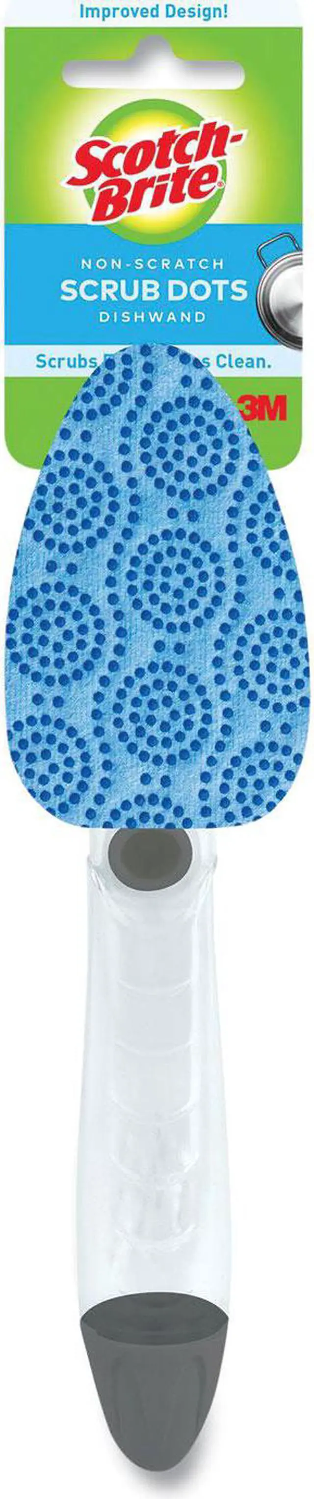 Alt view image 3 of 9 - Scotch-Brite Scrub Dots Non-Scratch Dishwand 2 1/2" x 11 2/5" Light Blue/Dark