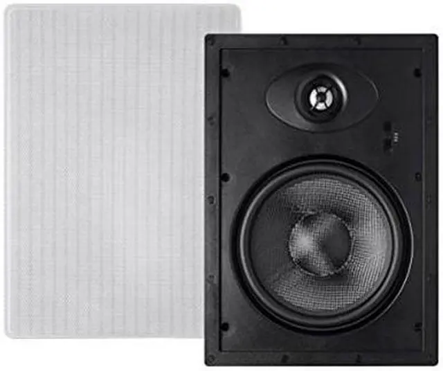 Alt view image 4 of 11 - Monoprice Alpha 2-Way Carbon Fiber In-Wall Speakers - 8 Inch (Pair) With Paintable Magnetic Grille