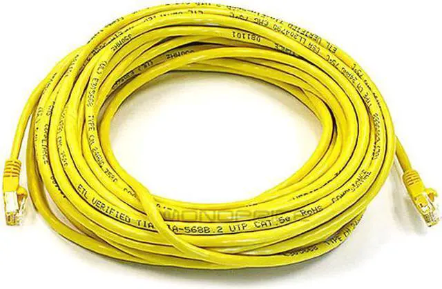 Alt view image 5 of 10 - Monoprice Cat6 Ethernet Patch Cable - 50 Feet - Yellow | Network Internet Cord - RJ45, Stranded, 550Mhz, UTP, Pure Bare Copper Wire, 24AWG