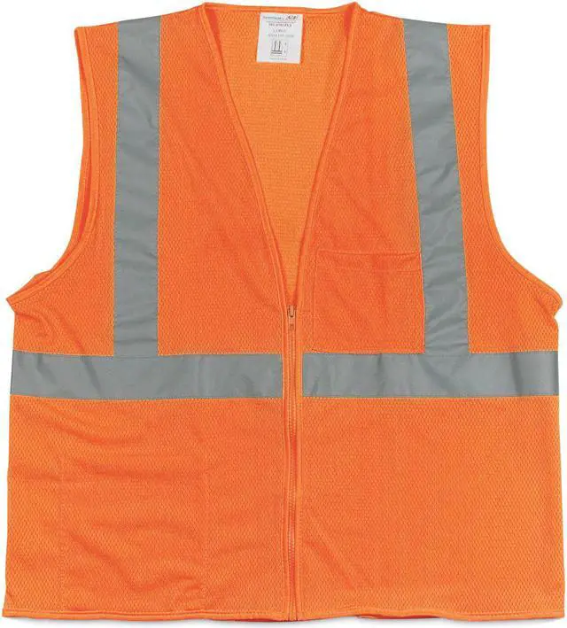 Main image of PIP 2 Two-Pocket Zipper Mesh Safety Vest Large Orange 3020702ZORL