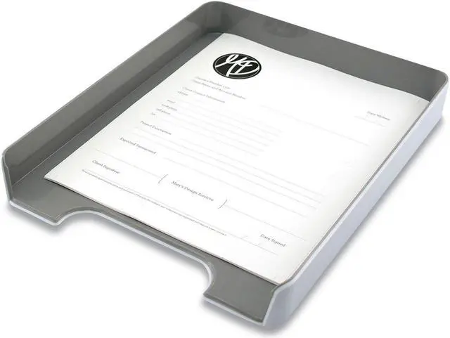 Alt view image 3 of 4 - Fusion Letter Tray, 1 3/4"H x 10"W x 12 3/4"D, White/Gray