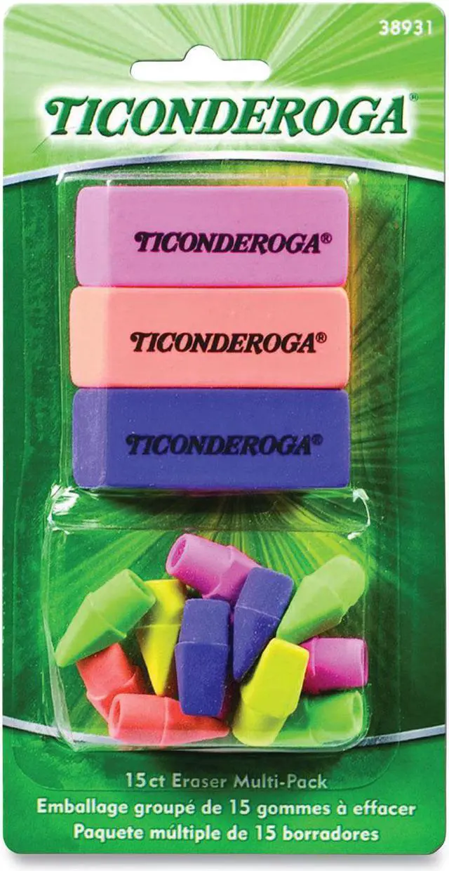 Alt view image 3 of 4 - Eraser Combo Set, Neon, 3 Beveled, 12 Wedge Cap