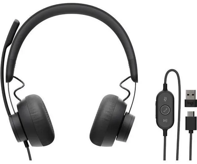 Main image of Logitech Zone 750 Wired On-Ear Headset USB-C Black 981001103