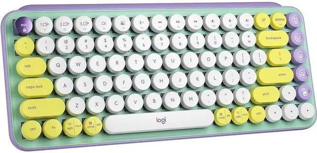 Alt view image 10 of 18 - Logitech POP Keys Mechanical Wireless Keyboard with Customizable Emoji , Durable Compact Design, Bluetooth or USB Connectivity, Multi-Device, OS Compatible - Daydream Mint