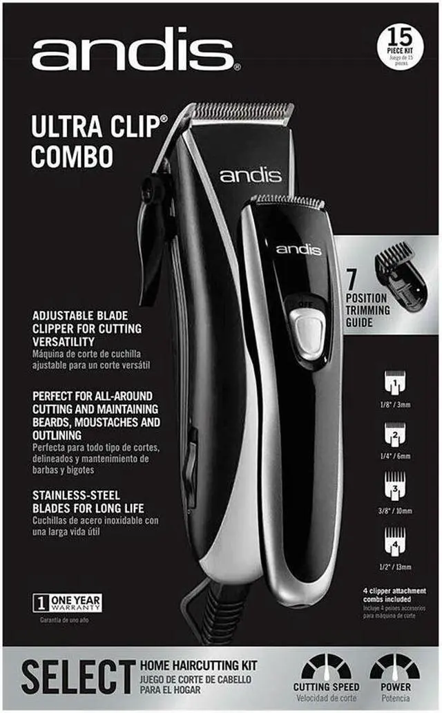 Alt view image 8 of 8 - Andis PM-10 Ultra Clip Adjustable Blade 10-Piece Home Haircut Kit, Black/Silver