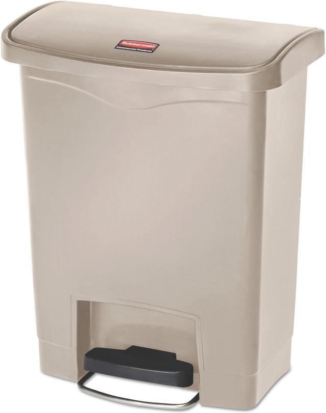 Rubbermaid Commercial Front Step Style 8 gal. Slim Jim Resin Beige Step-On Container