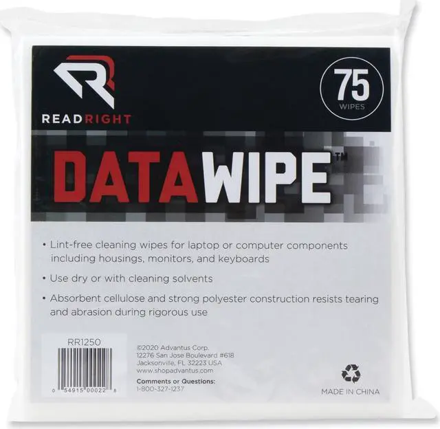 Alt view image 5 of 6 - Read Right DataWipe Office Equipment Cleaner Cloth 6 x 6 White 75/Pack RR1250