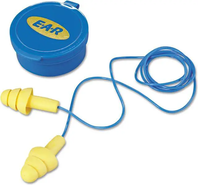 Alt view image 5 of 6 - E·A·R UltraFit Multi-Use Earplugs, Corded, 25NRR, Yellow/Blue, 50 Pairs