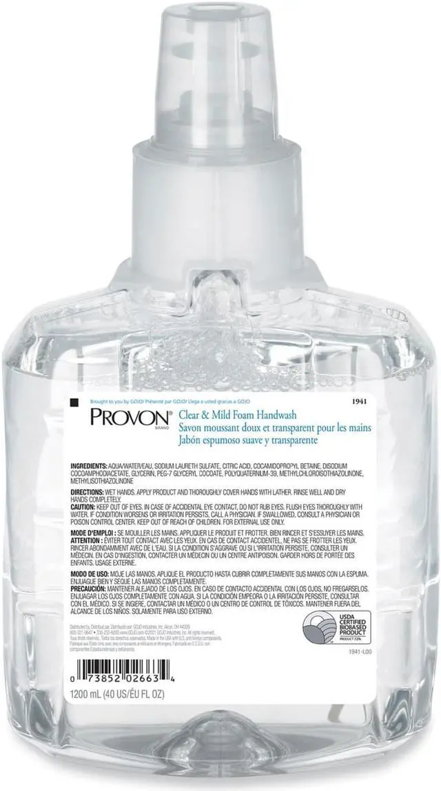 Alt view image 6 of 13 - Gojo Industries, Inc Clear & Mild Foam Hand Wash 1200mL Refill Unscented 2