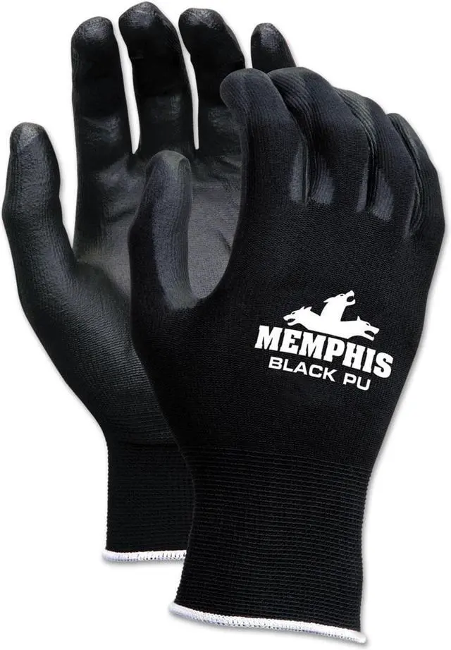 Alt view image 4 of 4 - Economy PU Coated Work Gloves, Black, Small, 1 Dozen 9669S