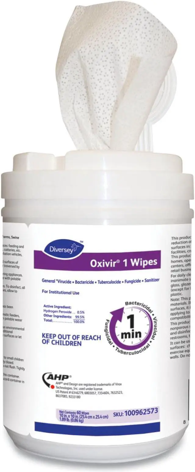 Alt view image 3 of 5 - Oxivir 1 Wipes, Characteristic Scent, 10" x 10", 60 Wipes, 12/Carton 100962573