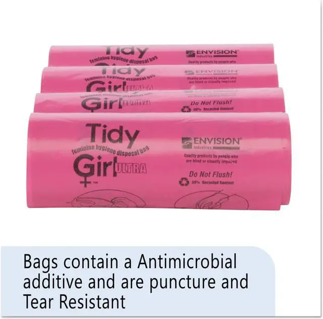 Alt view image 2 of 16 - Stout Tidy Girl Feminine Hygiene Sanitary Disposal Bags 150/Roll 4 Rolls/Carton