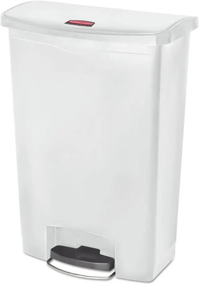 Alt view image 8 of 9 - Rubbermaid - FG1883561 - Slim Jim Resin Step-On Container, Front Step Style, 24 gal, White
