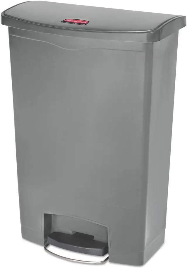 Alt view image 8 of 9 - Rubbermaid - FG1883606 - Slim Jim Resin Step-On Container, Front Step Style, 24 gal, Gray