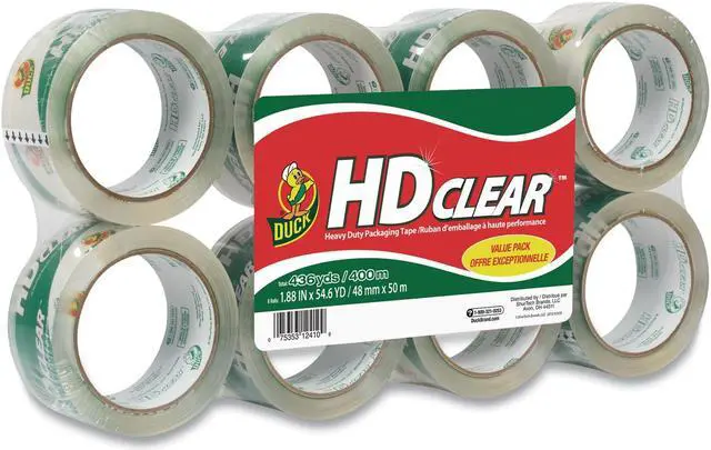 Alt view image 2 of 12 - Duck Heavy-Duty Carton Packaging Tape 1.88" x 55 yards Clear 8/Pack 282195