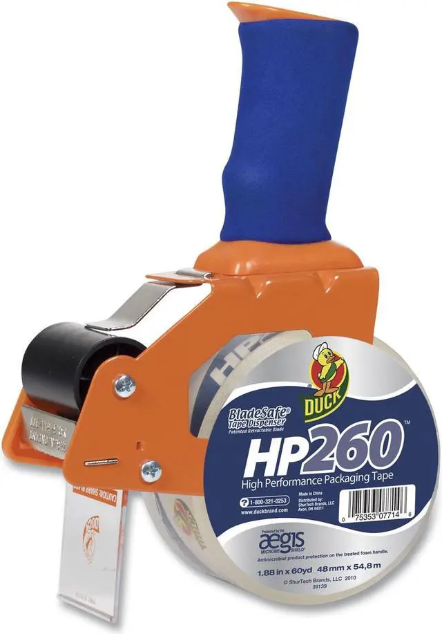 Alt view image 6 of 9 - Duck Bladesafe Antimicrobial Tape Gun w/Tape 3" Core Metal/Plastic Orange