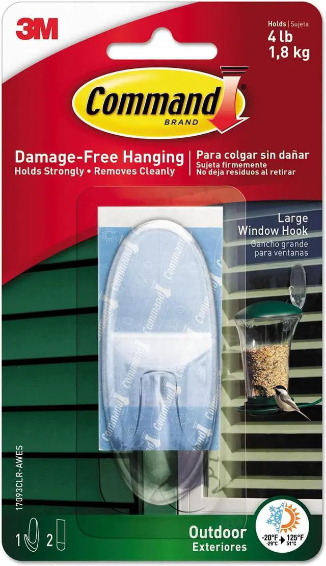 Alt view image 6 of 11 - Command All Weather Hooks and Strips Plastic Large 1 Hooks & 2 Strips/Pack