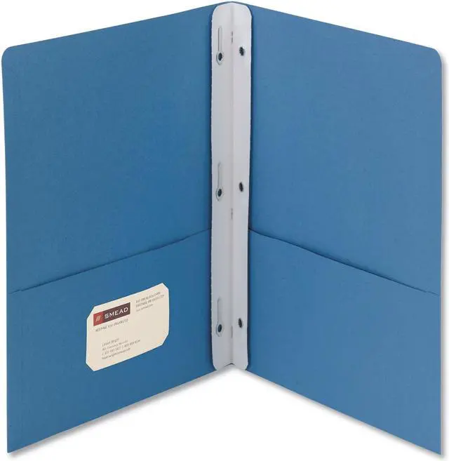 Alt view image 2 of 10 - Smead 2-Pocket Folder w/Tang Fastener Letter 1/2" Cap Blue 25/Box 88052