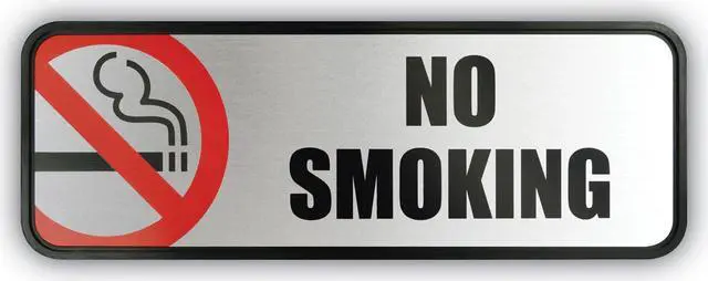 Alt view image 2 of 3 - Consolidated Stamp 098207 Brush Metal Office Sign, No Smoking - Silver & Red