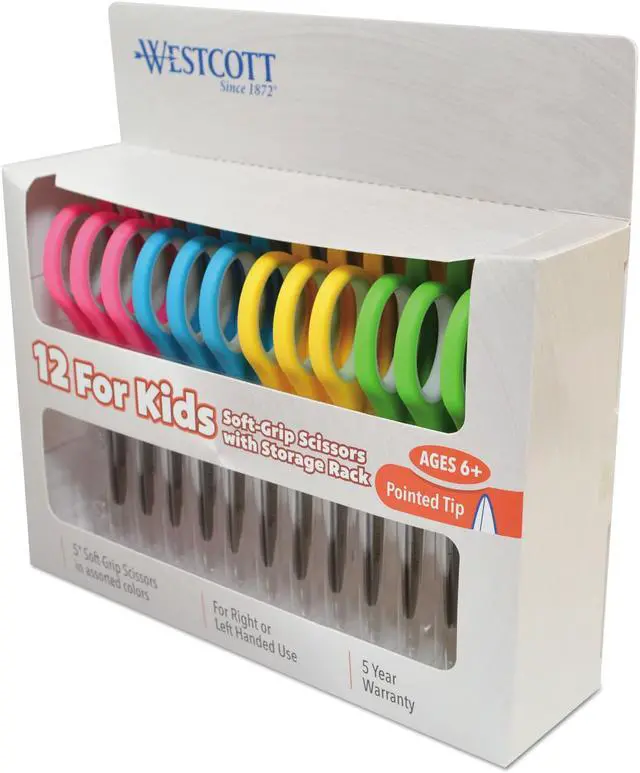 Alt view image 7 of 11 - Westcott Junior Scissors Pointed Tip 5" Full 12/PK STST/AST 15972