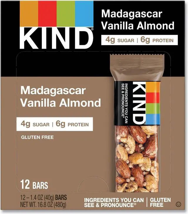 Alt view image 2 of 14 - KIND 17850 Nuts and Spices Bar, Madagascar Vanilla/Almond, 1.4 oz, 12/Box