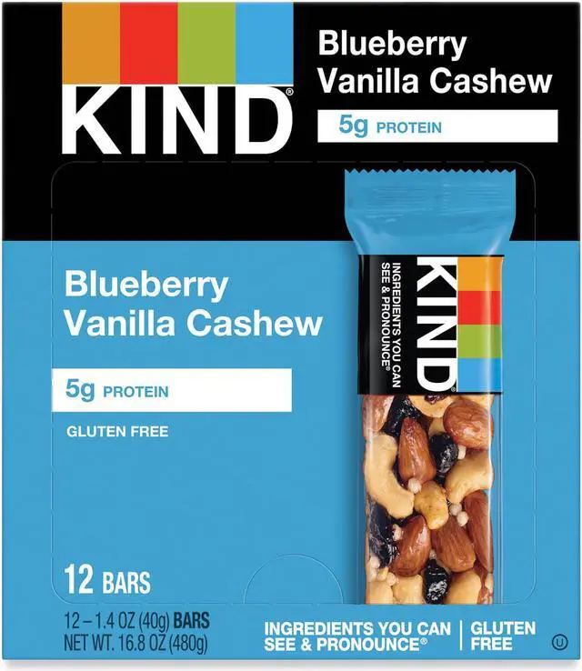 Alt view image 3 of 3 - Kind Fruit & Nut, Blueberry Vanilla & Cashew, 12 Bars, From Peaceworks