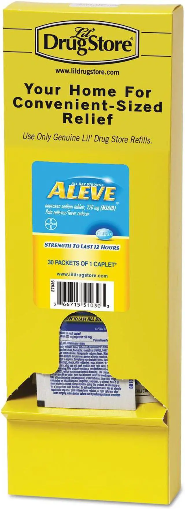 Alt view image 3 of 3 - Aleve Naproxin Tablets 220mg Refill Pack One Tablet/Packet 30 Packets/Box 51030