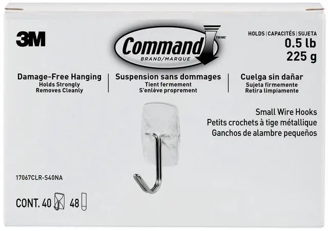 Main image of Command 17067CLR-S40NA Clear Small Wire Hook, 40/Pack